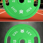 FITPRO Dual-Finish Handles Matte Ergonomic Chrome Grip 15kg, - Weight Plate - Texture, Green