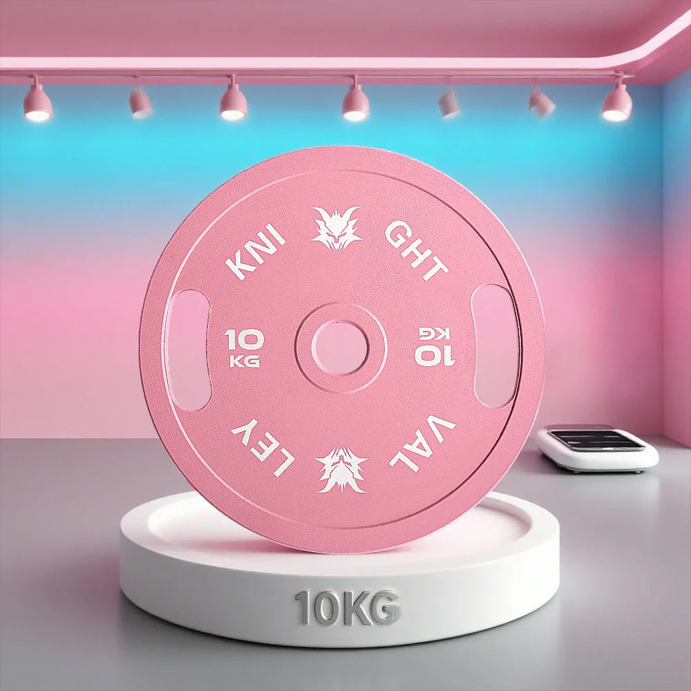 FITPRO Dual-Finish Plate Matte - Handles - Chrome Ergonomic Weight Grip Texture, 10kg, Pink
