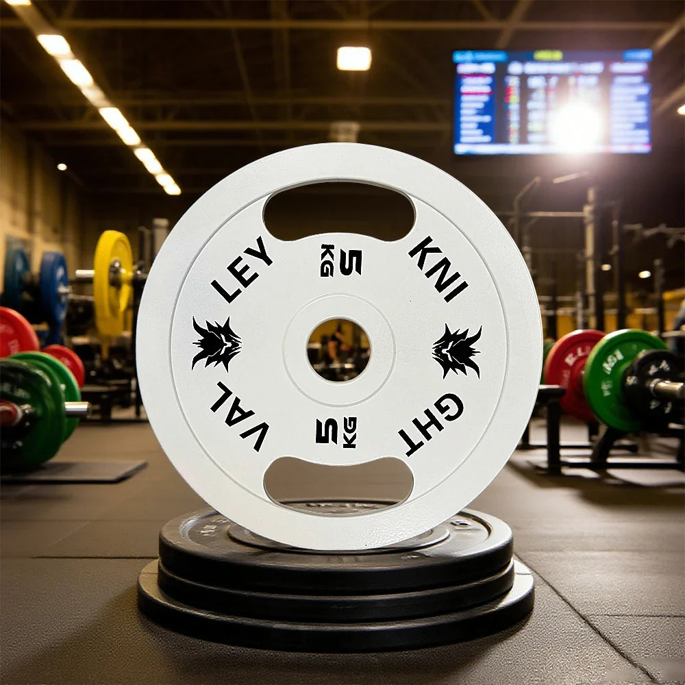 FITPRO Dual-Finish - Chrome - Weight Plate Ergonomic Grip 5kg, Matte Handles Texture, White