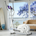 FITPRO Self-Powered Folding Elliptical Trainer - Smooth & Quiet Drive, Compact Design for Home Fitness - White