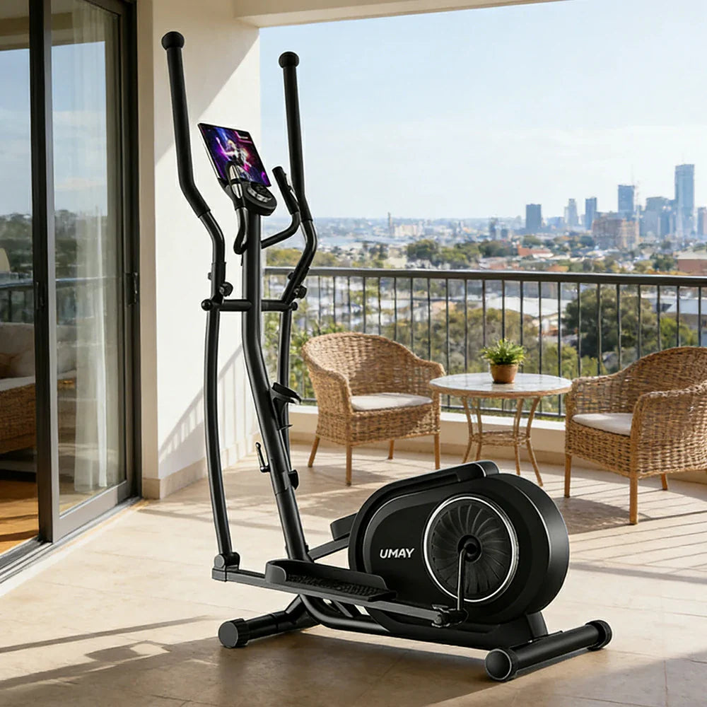 FITPRO Self-Powered Folding Elliptical Trainer - Smooth & Quiet Drive, Compact Design for Home Fitness - Black