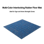 FITPRO Single Piece Interlocking Gym Floor Thickness 2.5cm Mat Anti-Slip Durable Rubber Tile Eco-Friendly High-Resilience Design - Blue
