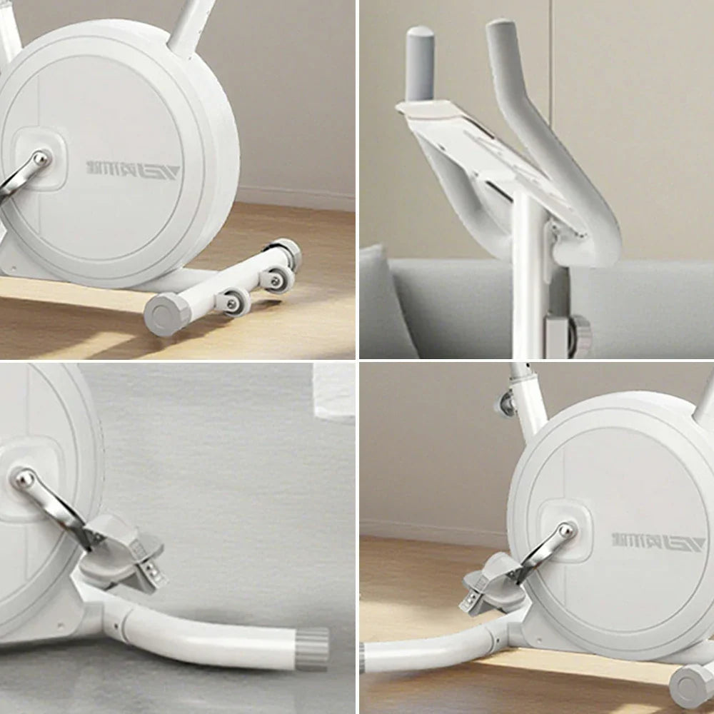 FITPRO Foldable Resistance, Compact Belt Silent - 16-Level Spin Bike Home Fitness Physical - Drive, Dual Magnetic White