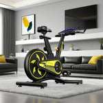 FITPRO Magnetic Home Levels, Drive, Spin Steel Belt Handlebars 8 Bike Silent Adjustable Carbon - Seat for Resistance Frame, Fitness