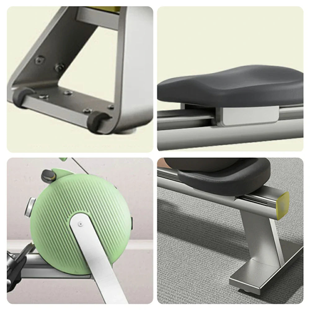 FITPRO Full Machine Whisper-Quiet Magnetic Full-Body Rowing 32 Control, Training - Alloy - Levels, Aluminium Smooth Rail Resistance Green