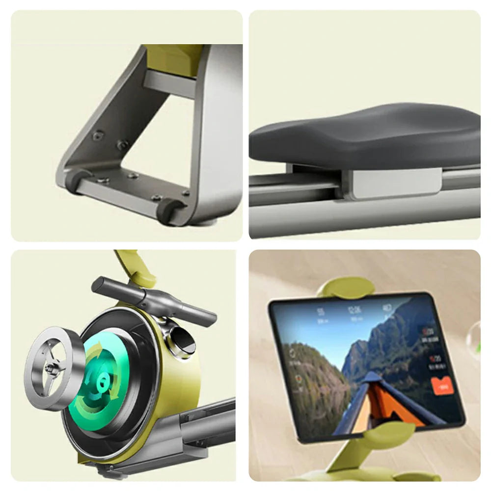 FITPRO Full Design Rail 32-Level - Smart Magnetic - Aluminium Foldable Rowing Resistance, Self-Powered, Alloy Machine Compact Yellow