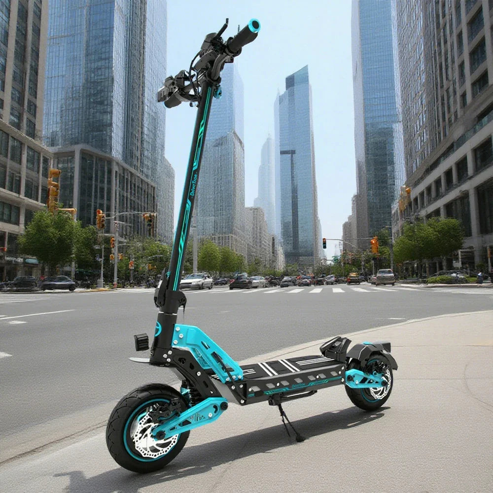 AKEZ DT10 1000Wx2 23.4Ah Drive Adult Wheel Speed 52V 65KM/H Max - Single Commuter Blue/Orange