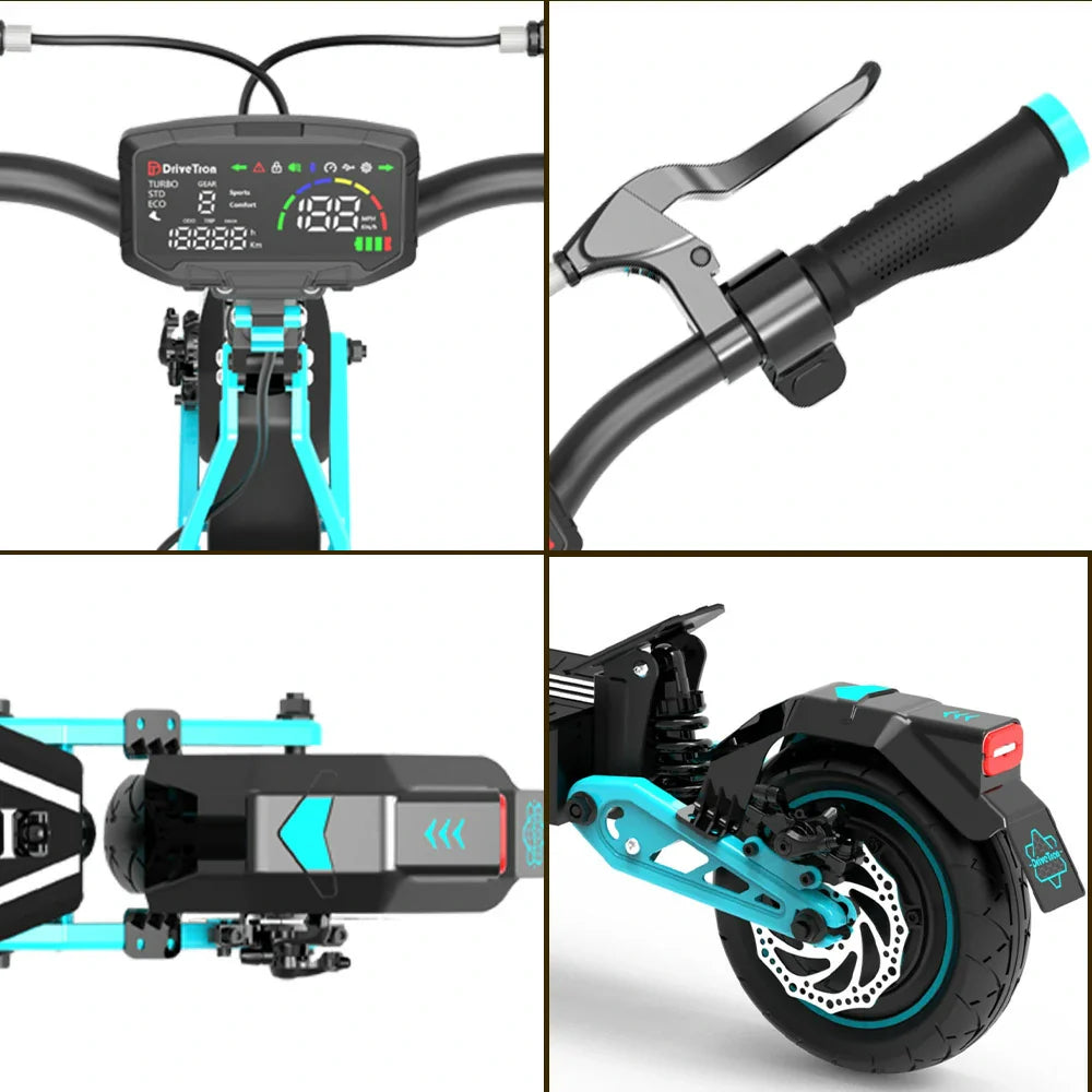 AKEZ DT10 50KM/H Max Speed 1000W 15.6Ah Adult Commuter Double-drive - 52V Blue/Orange