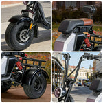 GLIDER HALLEY MY 718-3 1000W Three-Wheel Electric Motorbike - 60V 20Ah Lithium Battery, Stable Ride - Black | Cruise at 25km/h | Unlock More Power (Details Inside)*