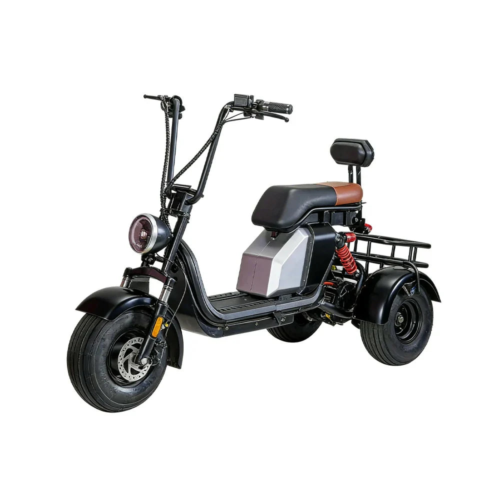 GLIDER HALLEY MY 718-3 1000W Three-Wheel Electric Motorbike - 60V 20Ah Lithium Battery, Stable Ride - Black | Cruise at 25km/h | Unlock More Power (Details Inside)*