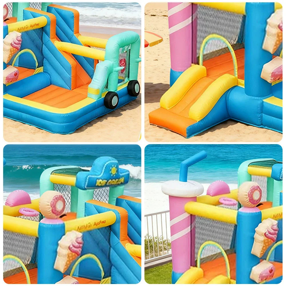 GAMEON Food House Theme Bounce House PVC Inflatable Castle with Blower for Kids Outdoor Fun Playland