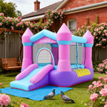 GAMEON Rocket Theme Bounce House PVC Inflatable Castle with Blower for Kids Outdoor Fun Playland Pink&Purple