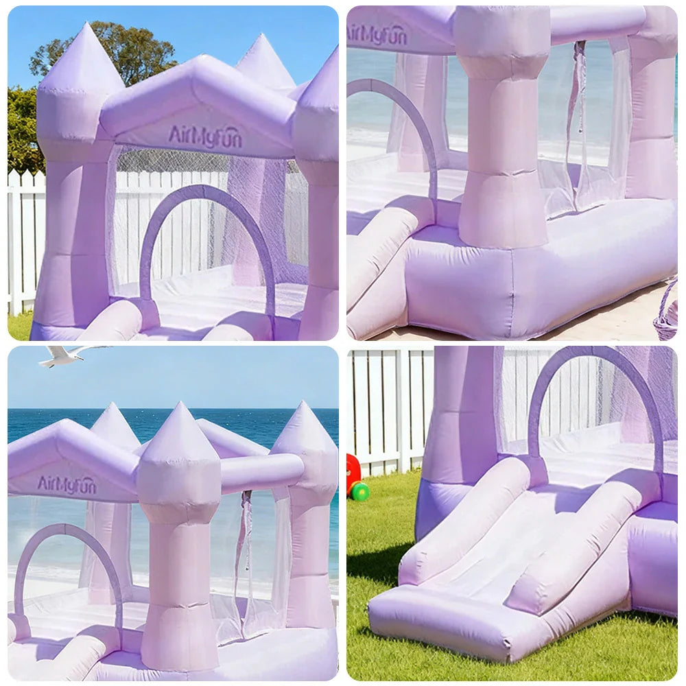 GAMEON Rocket Theme Bounce House PVC Inflatable Castle with Blower for Kids Outdoor Fun Playland Purple