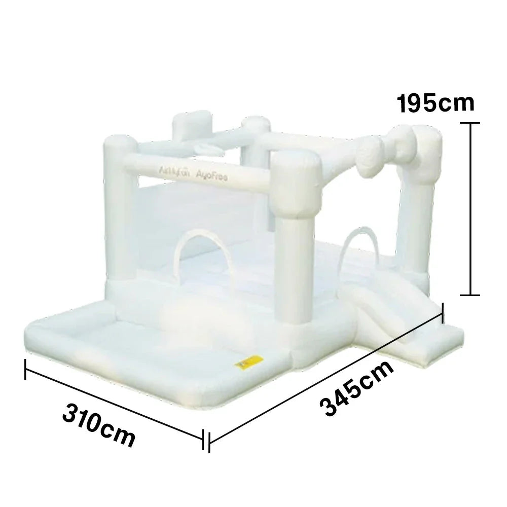 GAMEON White Wedding Style PVC Inflatable Bounce Castle with Blower for Parties Events and Photo Backdrops
