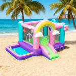GAMEON Rainbow Unicorn Theme PVC Inflatable Bounce Castle with Blower for Kids Outdoor Water Fun and Backyard Play