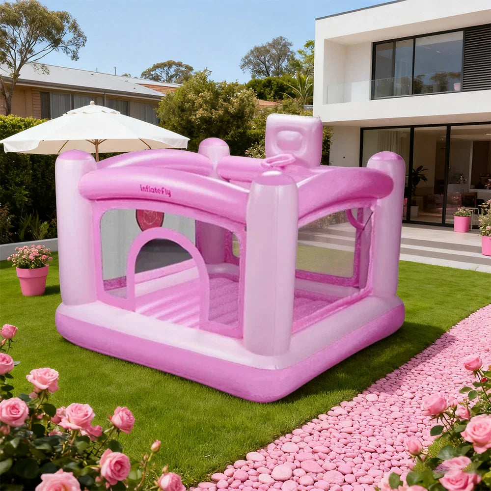 GAMEON Pink PVC Inflatable Bounce Castle with Blower Jumping Castle Pastel Soft Design