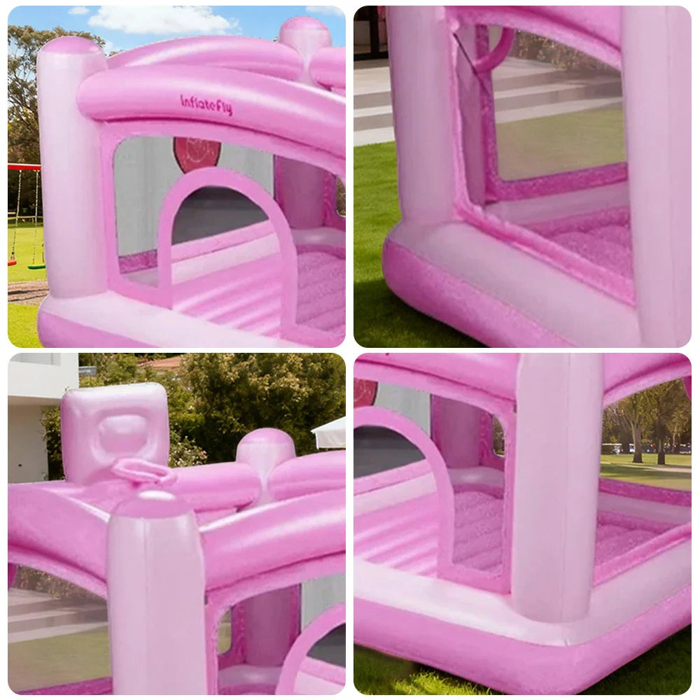 GAMEON Pink PVC Inflatable Bounce Castle with Blower Jumping Castle Pastel Soft Design
