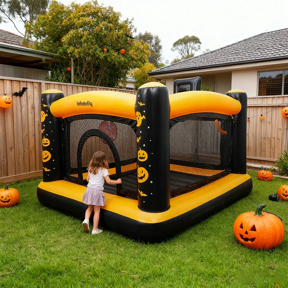 GAMEON Halloween Theme PVC Inflatable Bounce Castle with Blower and Orange Black Design