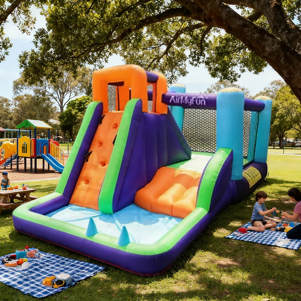 GAMEON Climbing Slide PVC Inflatable Castle with Blower Slide and Bounce Multi-Color Design