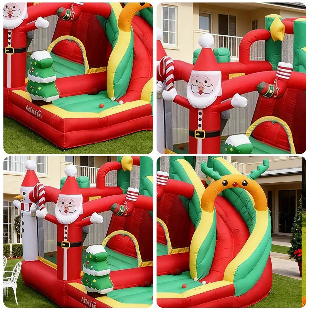 GAMEON Christmas Tree Theme PVC Inflatable Castle with Blower Holiday Bounce Decorative Design