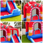 GAMEON Three Castle and Eyed Blower Red Inflatable Blue with Bounce Theme Monster PVC Monster Design