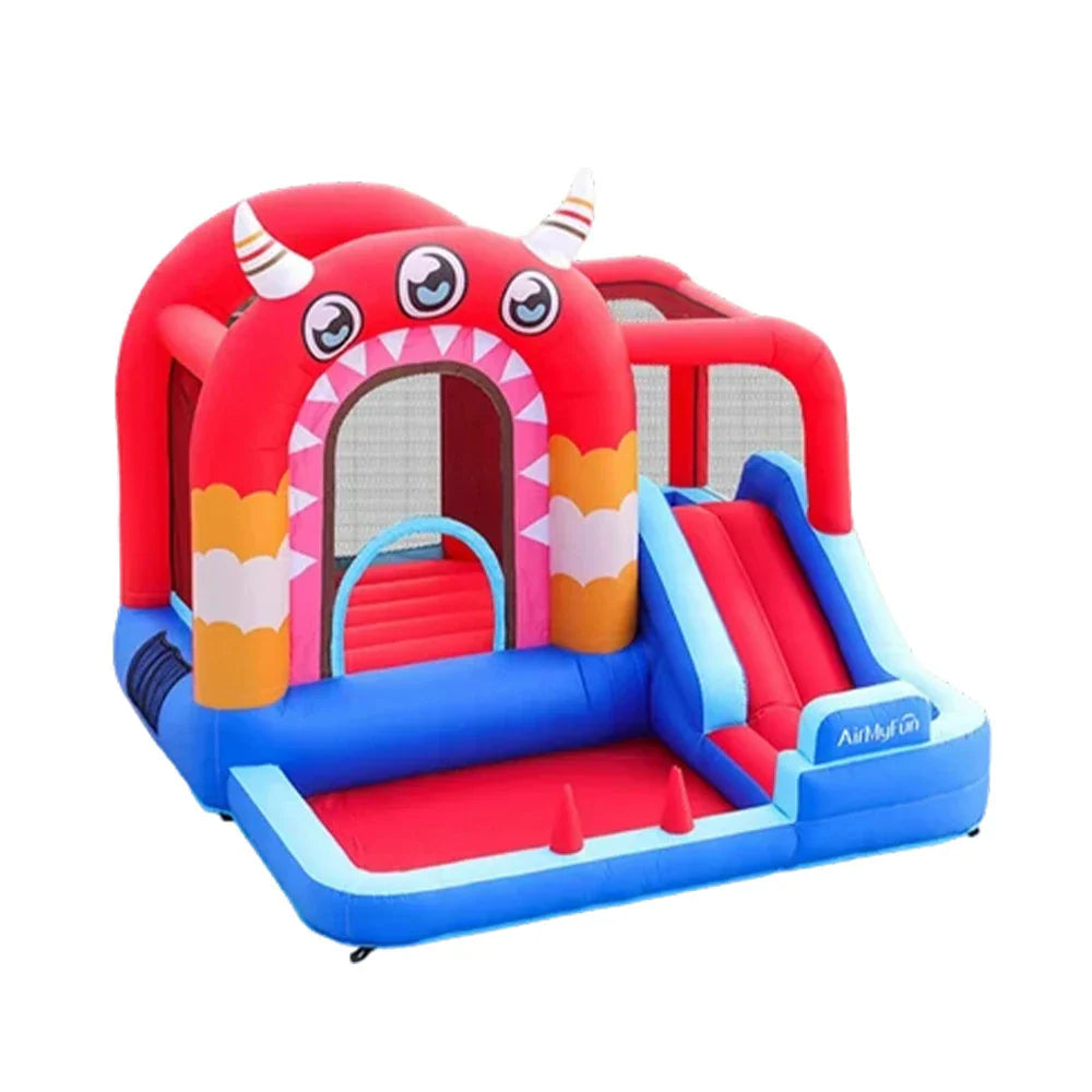 GAMEON Three Castle and Eyed Blower Red Inflatable Blue with Bounce Theme Monster PVC Monster Design