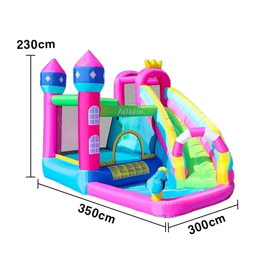 GAMEON Princess Castle PVC Inflatable Bounce House with Blower - Pink & Blue Fantasy Design