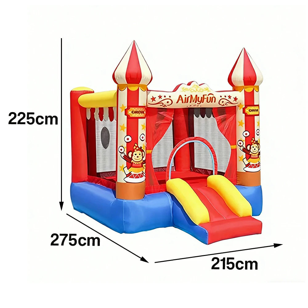 GAMEON Circus Theme Inflatable Bounce Castle PVC Build with Blower - Red & Yellow Design