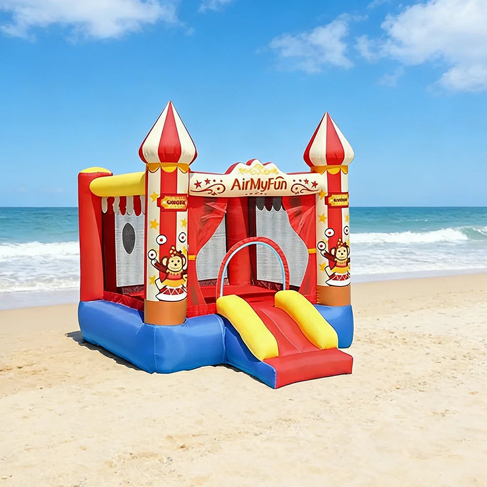 GAMEON Circus Theme Inflatable Bounce Castle PVC Build with Blower - Red & Yellow Design