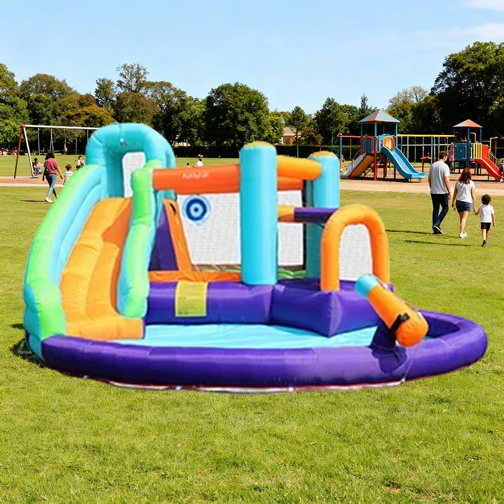 GAMEON Slide Inflatable Bounce Castle PVC Build with Blower - Vibrant Multi-Color Design