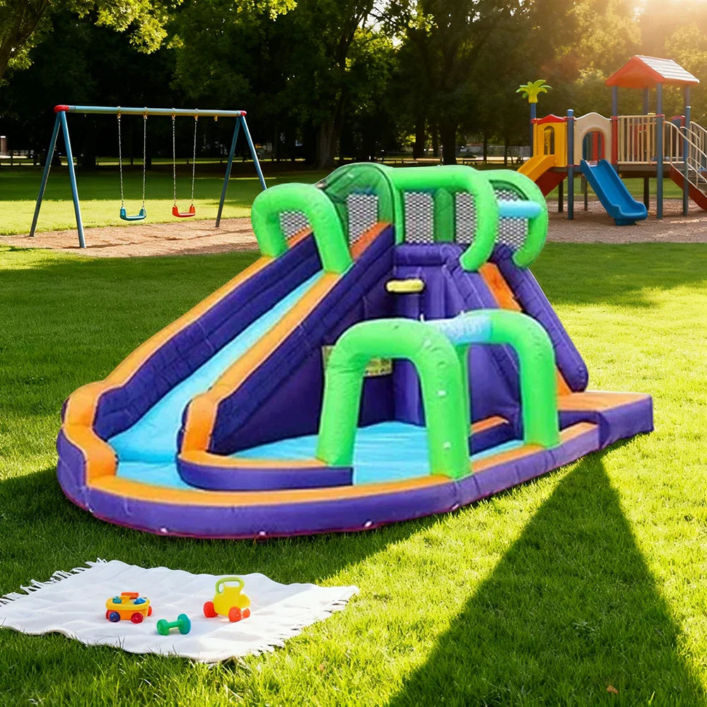 GAMEON Long Style Adventure Extended - Blower with Build PVC Castle Bounce Inflatable Slide