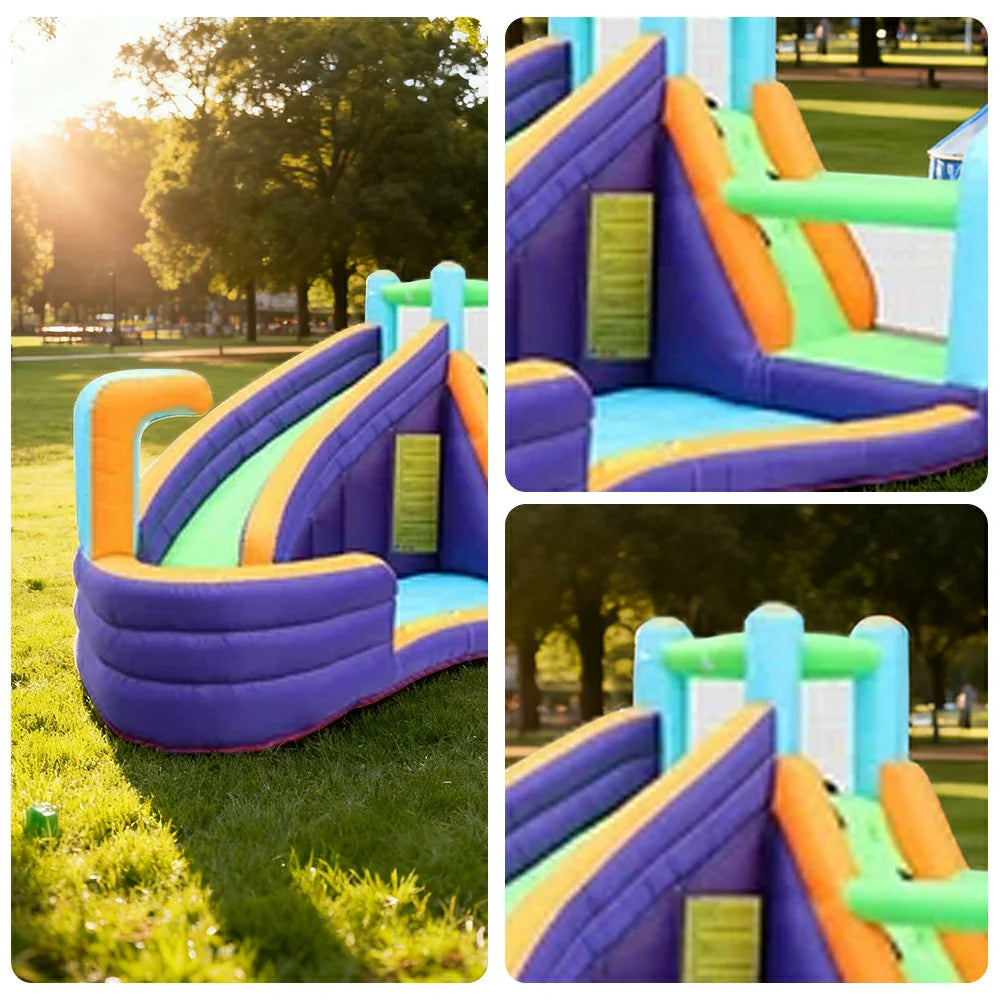 GAMEON Slide Style Glide Aqua - Blower with Build PVC Castle Bounce Inflatable Spray Water