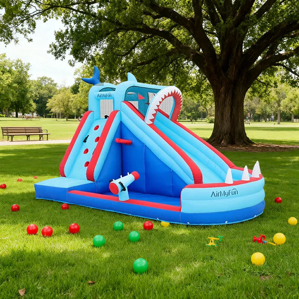 GAMEON Shark Style Bite Ocean - Blower with Build PVC Castle Bounce Inflatable Theme