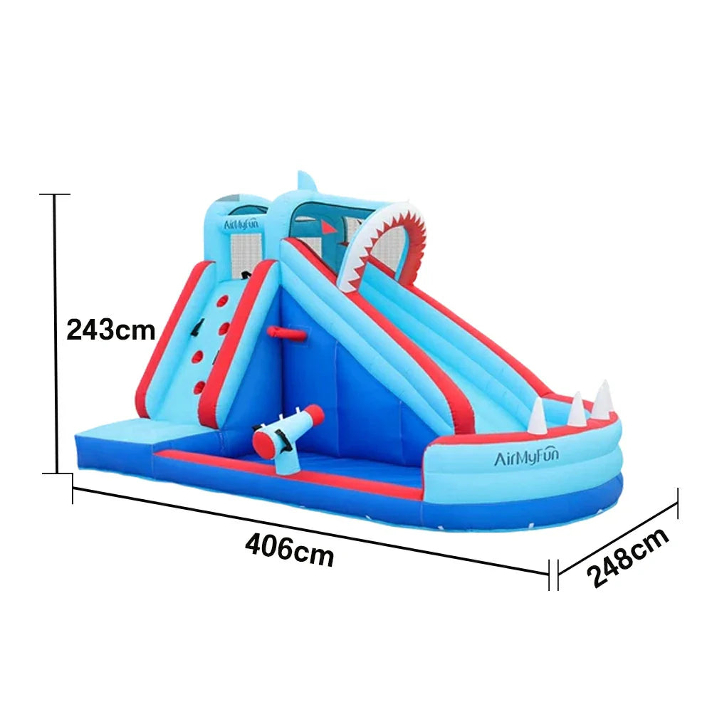 GAMEON Shark Style Bite Ocean - Blower with Build PVC Castle Bounce Inflatable Theme