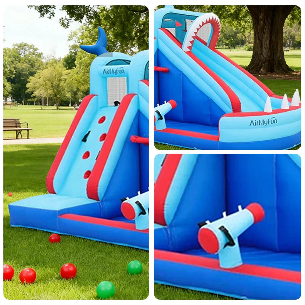 GAMEON Shark Style Bite Ocean - Blower with Build PVC Castle Bounce Inflatable Theme