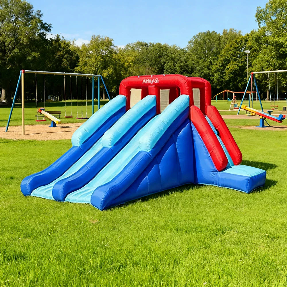 GAMEON Water Style Glide Triple - Blower with Build PVC Castle Bounce Inflatable Slide