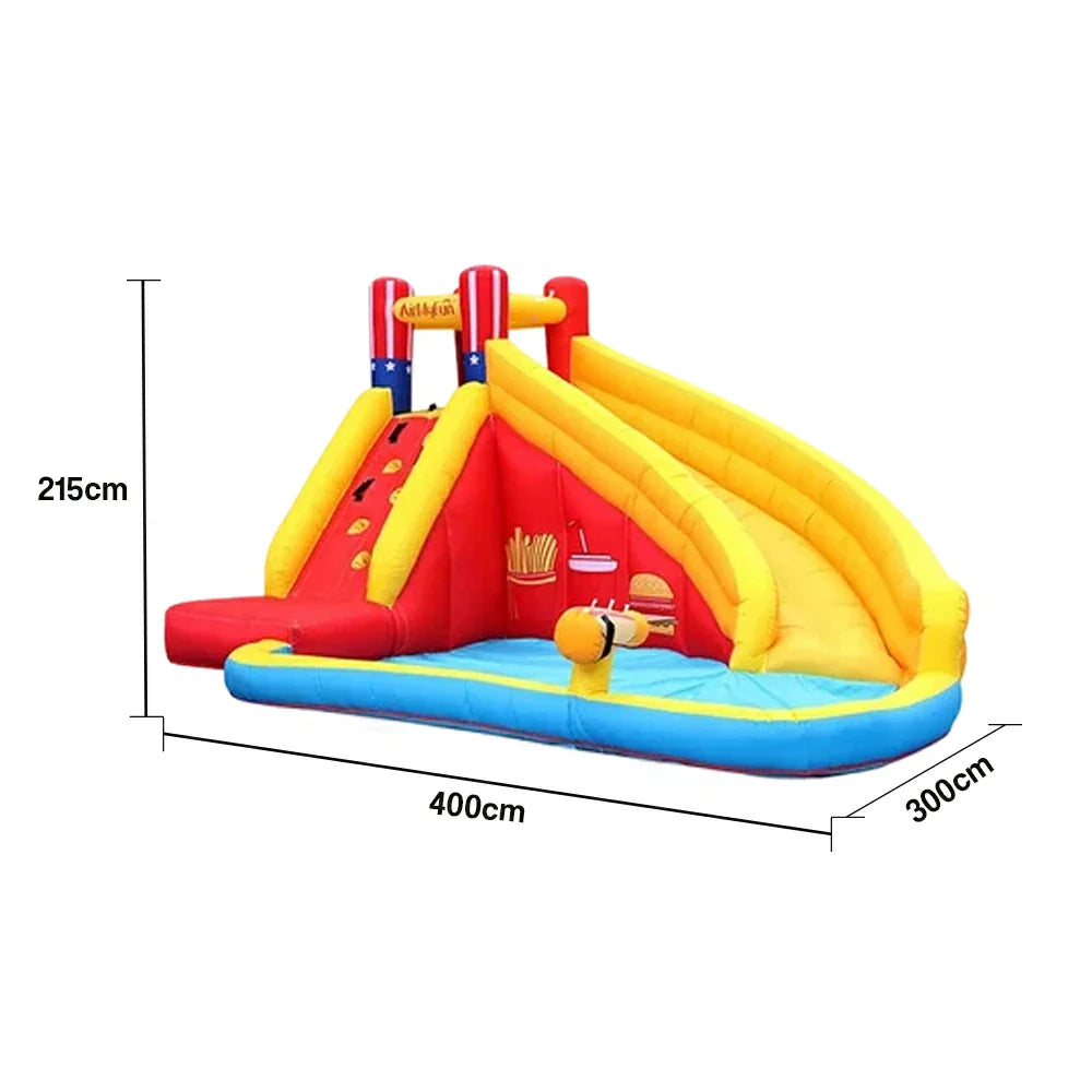 GAMEON Water Design Fun Splash Burger & Fries - Blower with Build PVC Castle Bounce Inflatable Slide