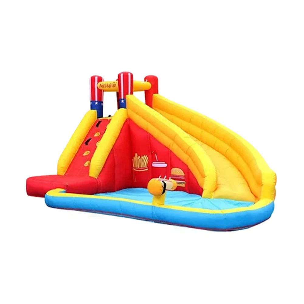 GAMEON Water Design Fun Splash Burger & Fries - Blower with Build PVC Castle Bounce Inflatable Slide