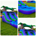 GAMEON Large Style Blue Wave Dual - Blower with Build PVC Castle Bounce Inflatable Slide Water