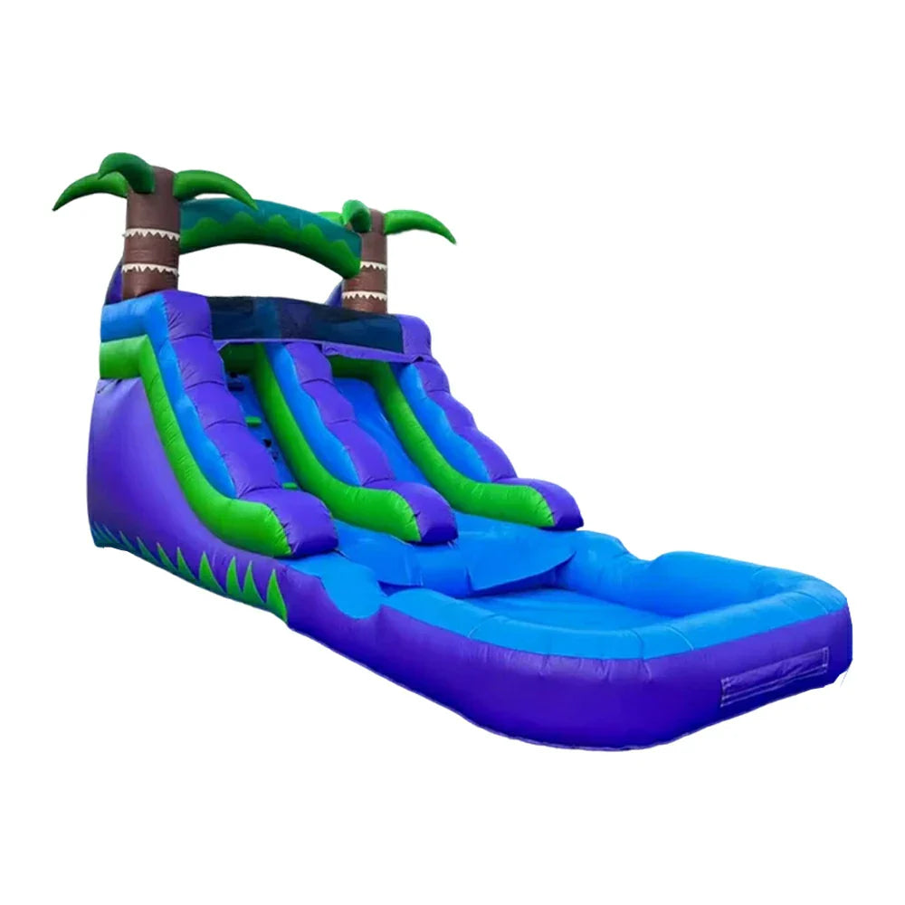 GAMEON Large Style Blue Wave Dual - Blower with Build PVC Castle Bounce Inflatable Slide Water