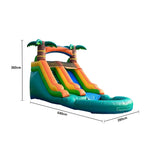 GAMEON Large Style Wave Green-Yellow Tropical - Blower with Build PVC Castle Bounce Inflatable Slide Water