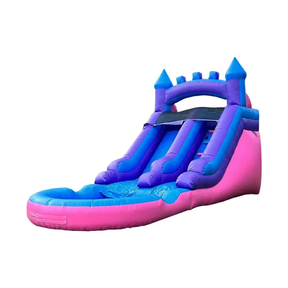 GAMEON Large Style Wave Blue-Pink Tropical - Blower with Build PVC Castle Bounce Inflatable Slide Water