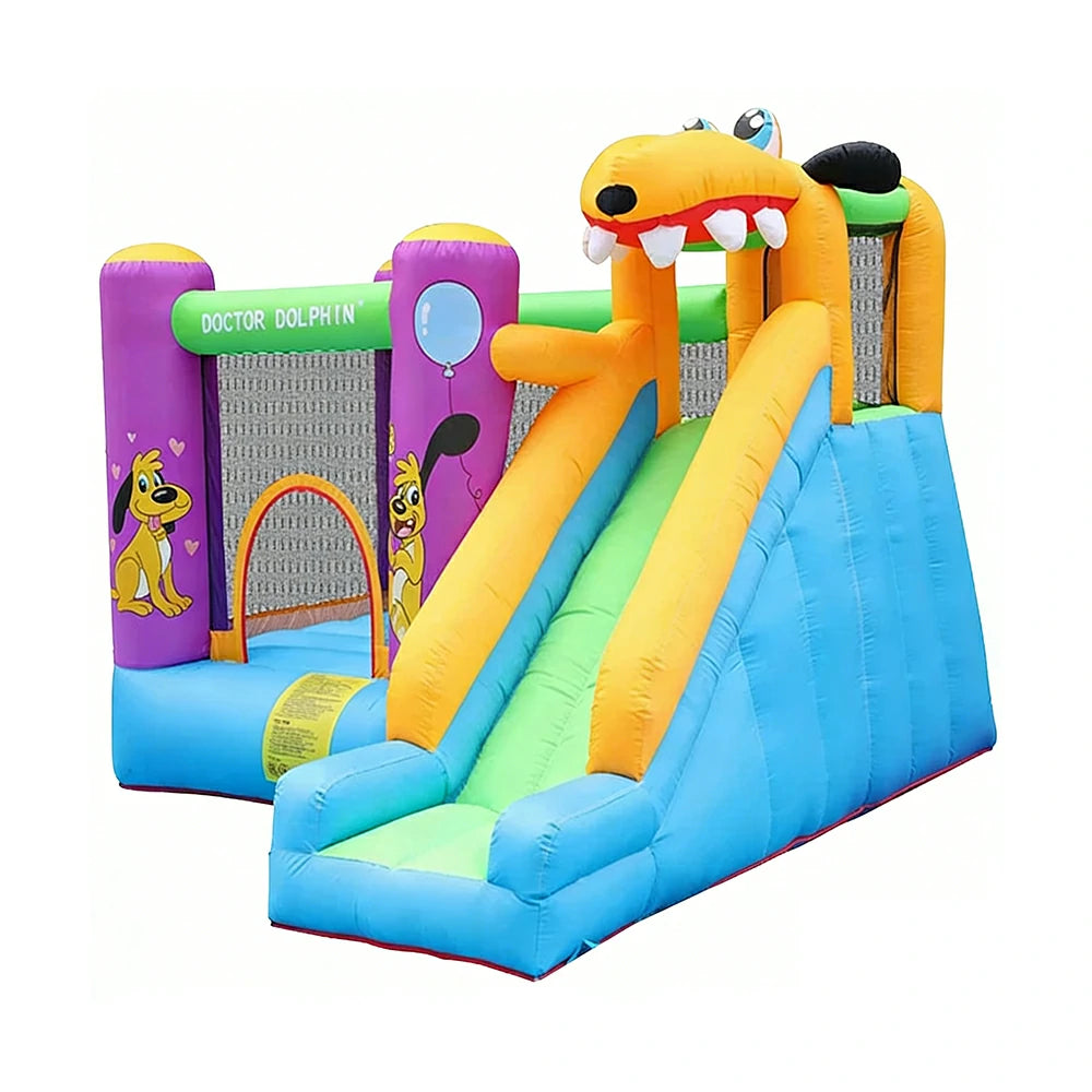 GAMEON Inflatable Style Fun Slide & Jump Theme Dog - Blower with Build PVC Castle Bounce