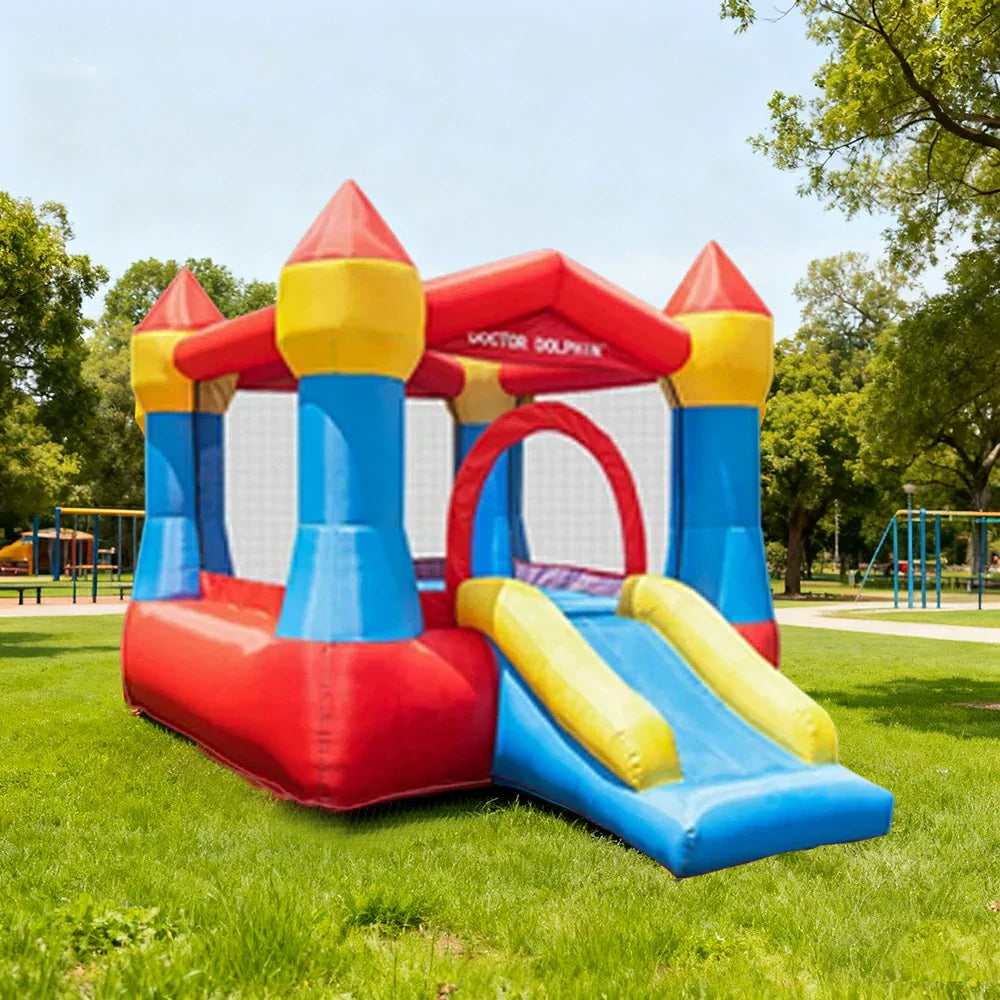 GAMEON Inflatable Style Slide Castle Home Red-Blue Classic - Blower with Build PVC Castle Bounce