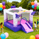 GAMEON Inflatable Style Slide Fantasy Rainbow Unicorn - Blower with Build PVC Castle Bounce