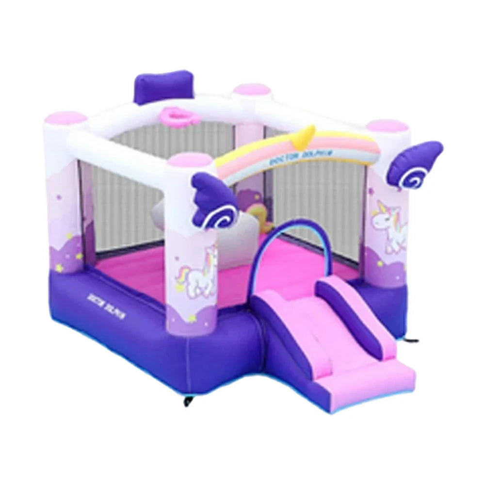 GAMEON Inflatable Style Slide Fantasy Rainbow Unicorn - Blower with Build PVC Castle Bounce