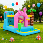 GAMEON Inflatable Bounce Castle PVC Build with Blower Flamingo Design Compact Size