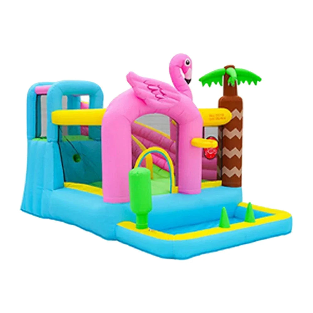 GAMEON Inflatable Bounce Castle PVC Build with Blower Flamingo Design Compact Size