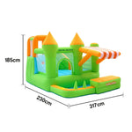 GAMEON Inflatable Bounce Castle PVC Build with Blower Green Castle with Awning Kid-Friendly Design