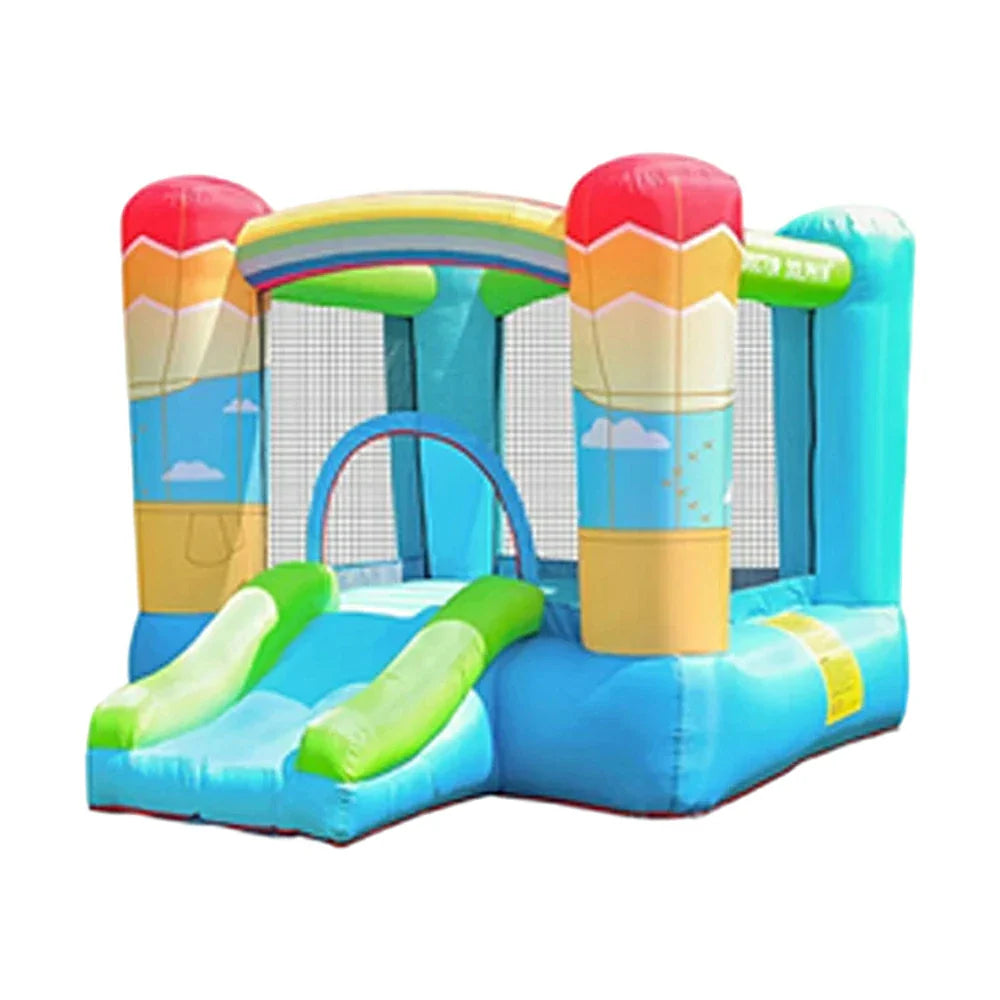 GAMEON Inflatable Bounce Castle PVC Build with Blower Rainbow Castle with Slide Kid-Friendly Design